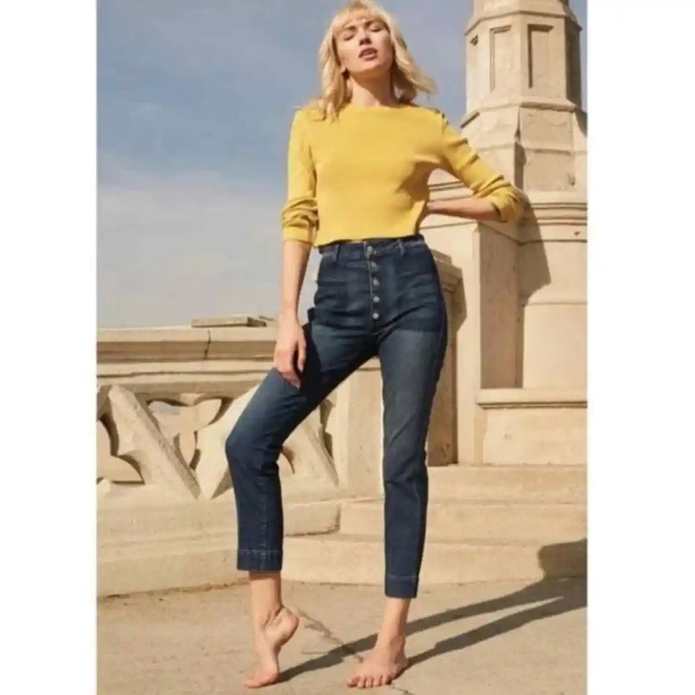 Amo Audrey jeans with exposed snap fly in Shadow Play wash from Anthropologie